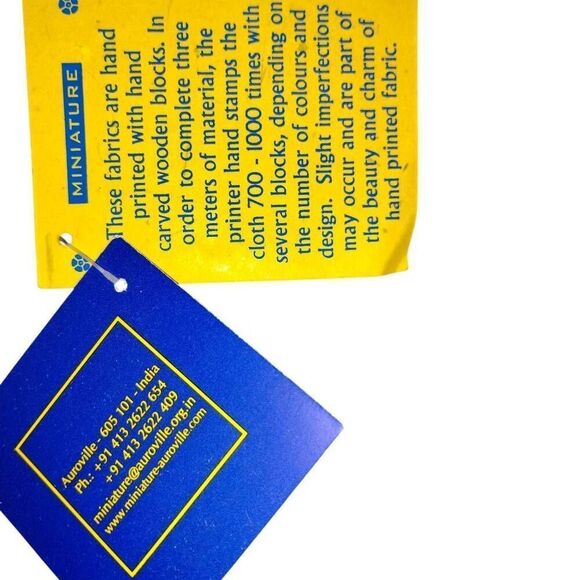 Miniature Auroville Womens Dress Sz L 100% Cotton Bib 3/4 Sleeve Botanical Kurta - Picture 8 of 11